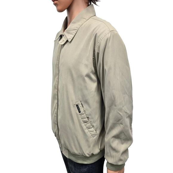Weatherproof Microfiber Bomber Golf Jacket Men L Full zip Lined Pockets Khaki - Picture 5 of 12